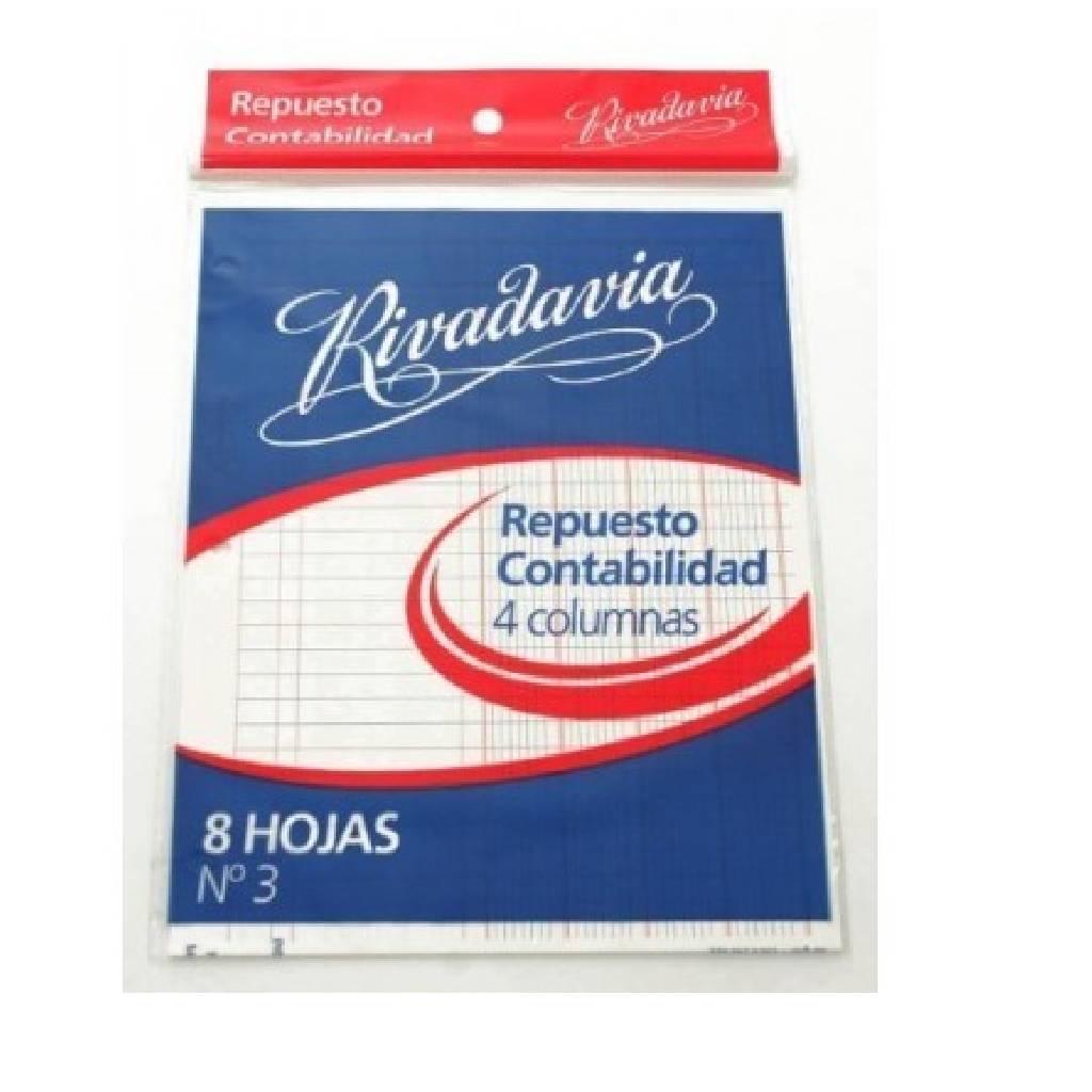 Repuesto Rivadavia Contabilidad Nº3 8 hojas 4 Columnas -2