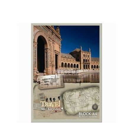 Block Mis Apuntes Travel Rayado A4 Emblocado 80 hojas -2