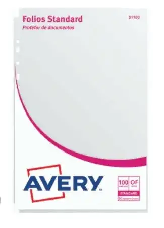 Folios Avery 50 micrones Oficio 100 unidades PPP