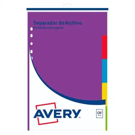 Separadores Oficio 5 posic Avery Cartulina Colores C/ leng