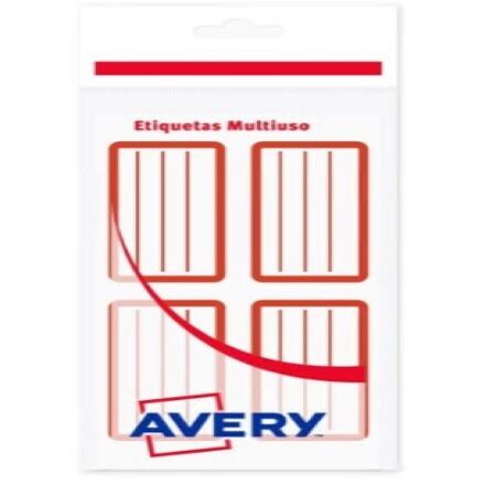 Etiquetas Escolares Avery Rojo Pack Pack 6 etiquetas x 3 planchas