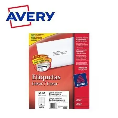 Etiquetas Avery 25x67mm Carta, 30 Etiquetas x 100 hojas