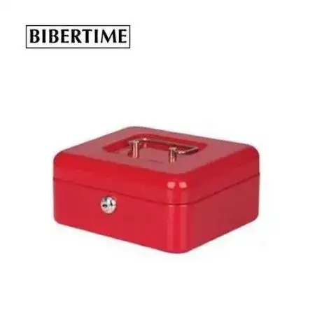 Cofre Bibertime Guardavalores 250x180x70mm Rojo con bandeja plástica