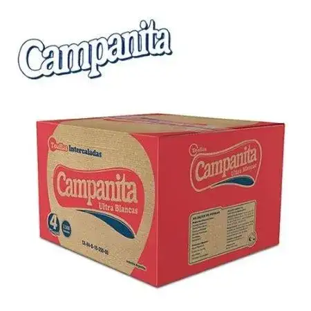 Toallas Campanita Premium Intercalada 4 paneles Blanca Caja x 2500 unidades