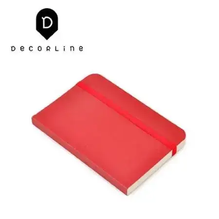 Libreta rayada A6 Decorline h/ ahuesada Rojo c/ elástico