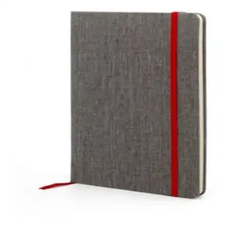 Libreta rayada A6 Decorline h/ ahuesada Gris c/ elástico