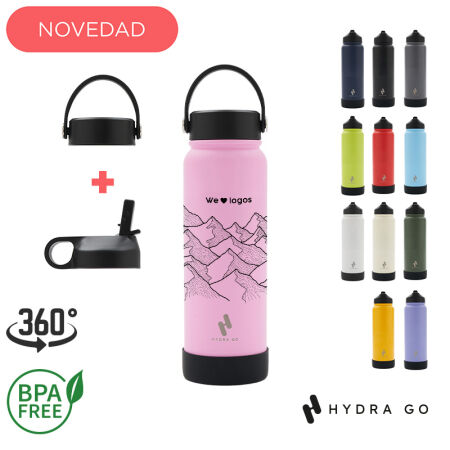 Botella Hydra Go 750 ml Celeste Negro Acero