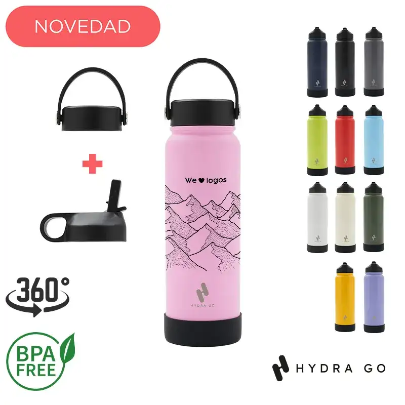 Botella Hydra Go 750 ml Violeta Negro Acero