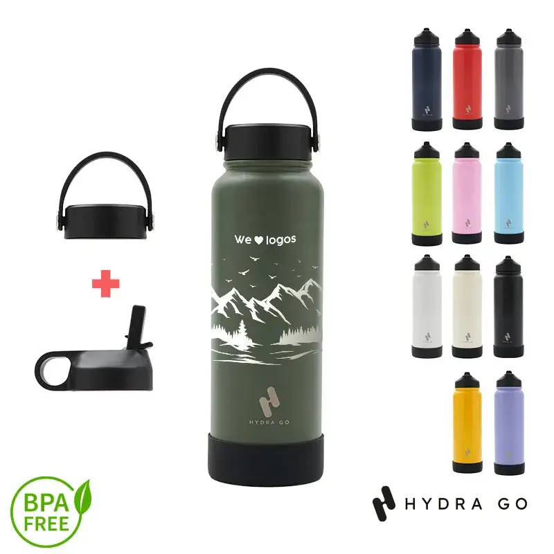 Botella Hydra Go 1000 ml Gris Claro Negro Acero