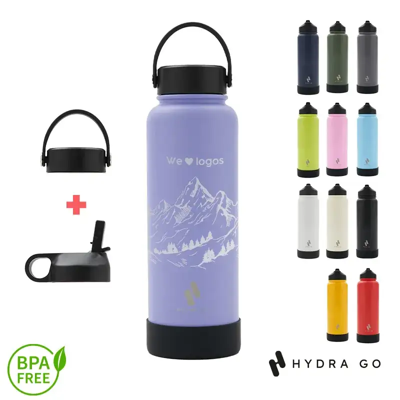 Botella Hydra Go 1200 ml Blanco Negro Acero