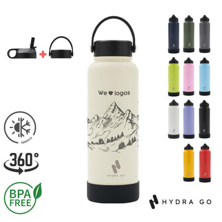 Botella Hydra Go 1200 ml Verde Negro Acero