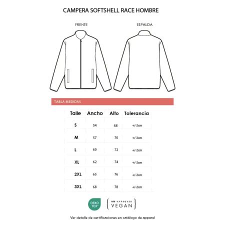 Campera Softshell Race Hombre Large Azul Poliestileno