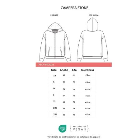 Campera Stone XX Large Negro Algodon 100%