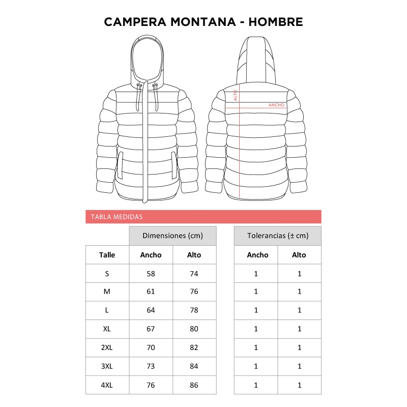 Campera Montana Hombre XX Large Negro Poliestileno