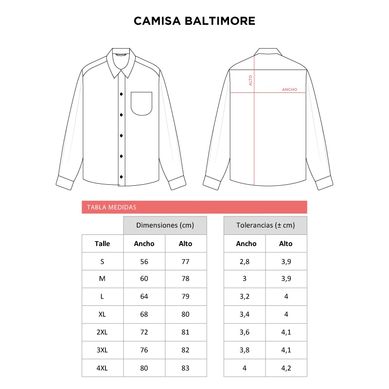 Camisa Baltimore Hombre/Unisex Medium Blanco Poliester/algod