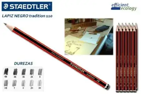 Lápiz Staedtler Tradition 2B Negro x Unidad