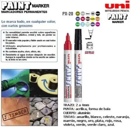 Marcador Uni Paint PX-20 Permanente base esmalte Punta redonda 2,2-2,8mm Amarillo