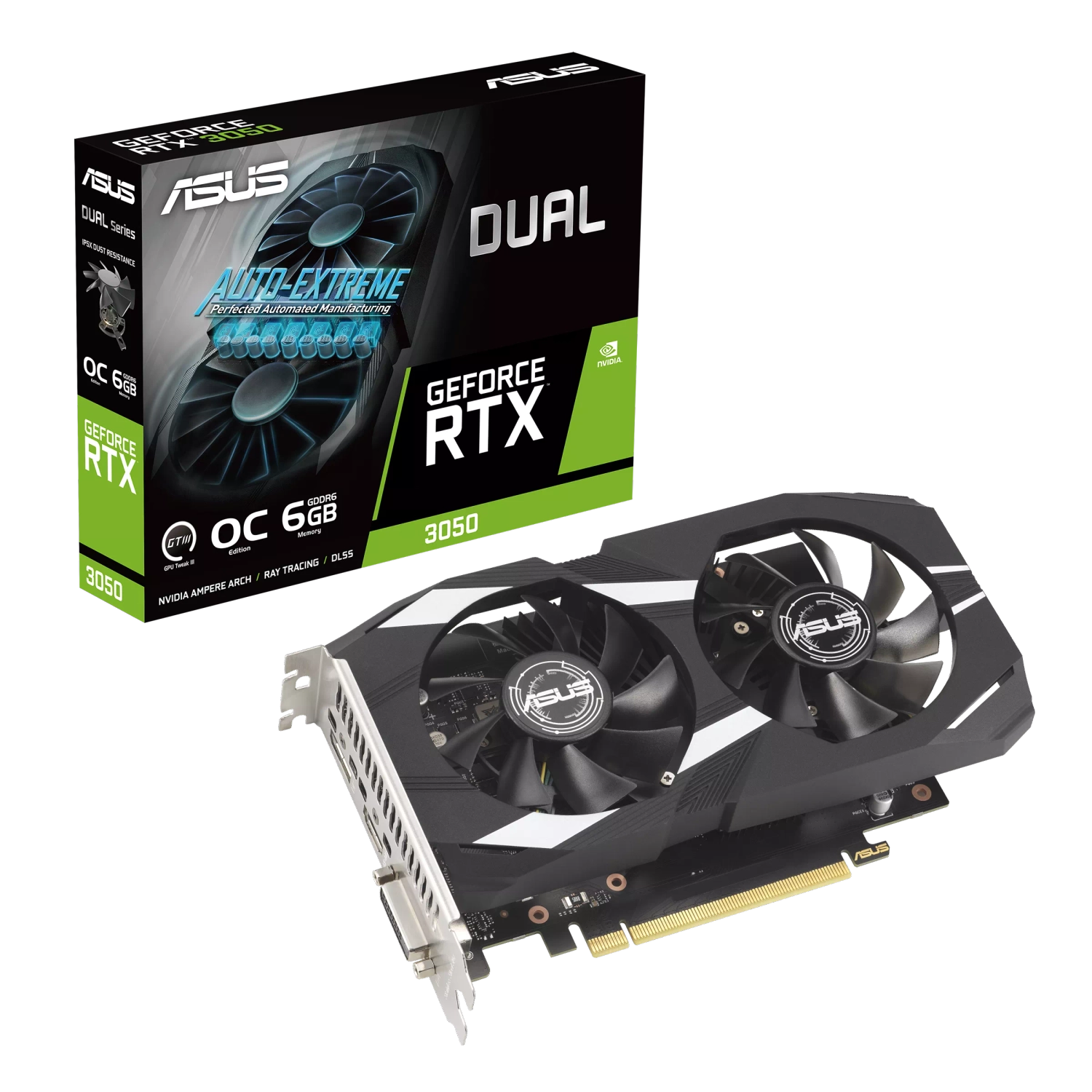 Placa de Video ASUS NVIDIA GeForce DUAL RTX 3050 O6G ASUS DUAL-RTX3050-O6G
