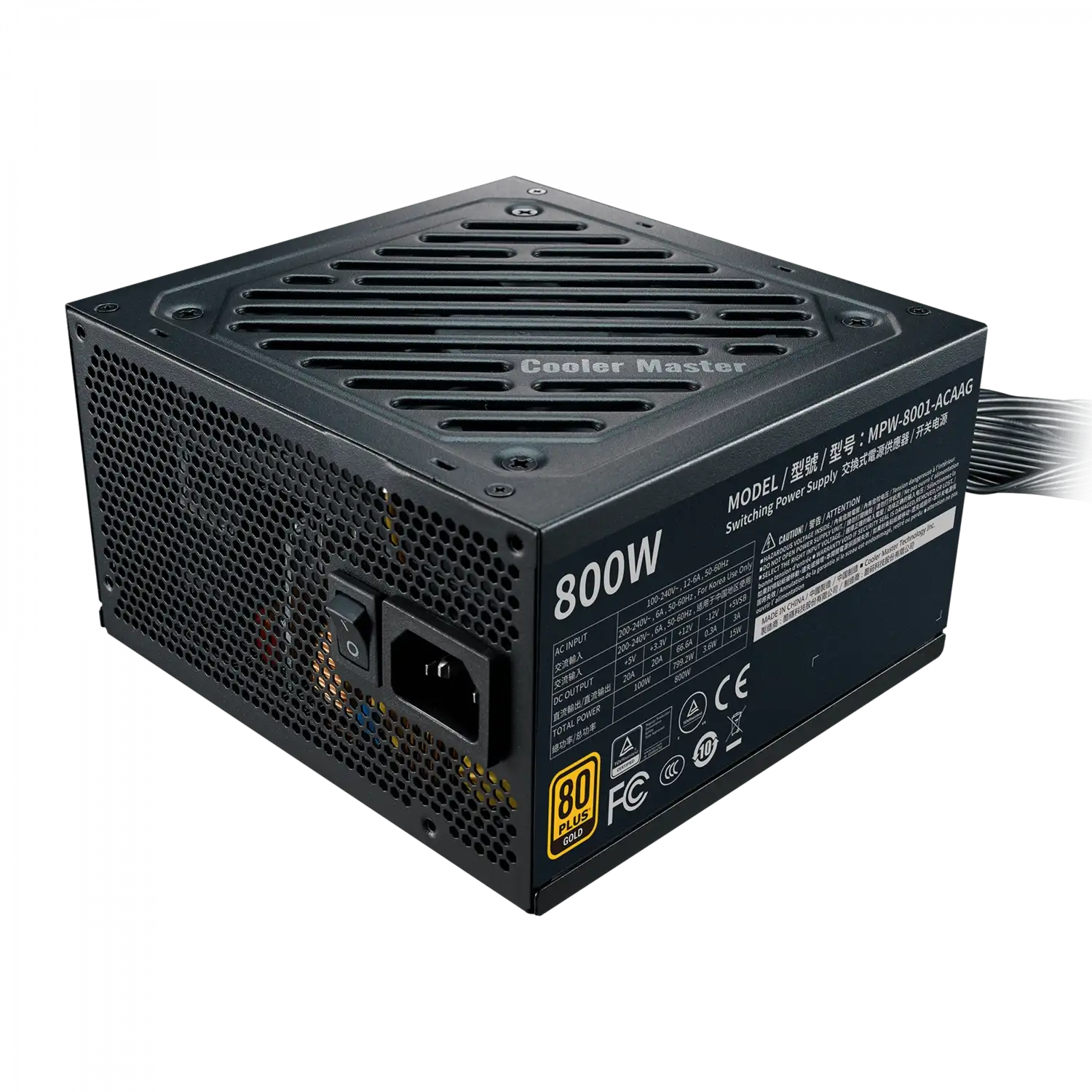 Fuente GOLD G800W A/WO Cable COOLER MASTER MPW-8001-ACAAG-WO