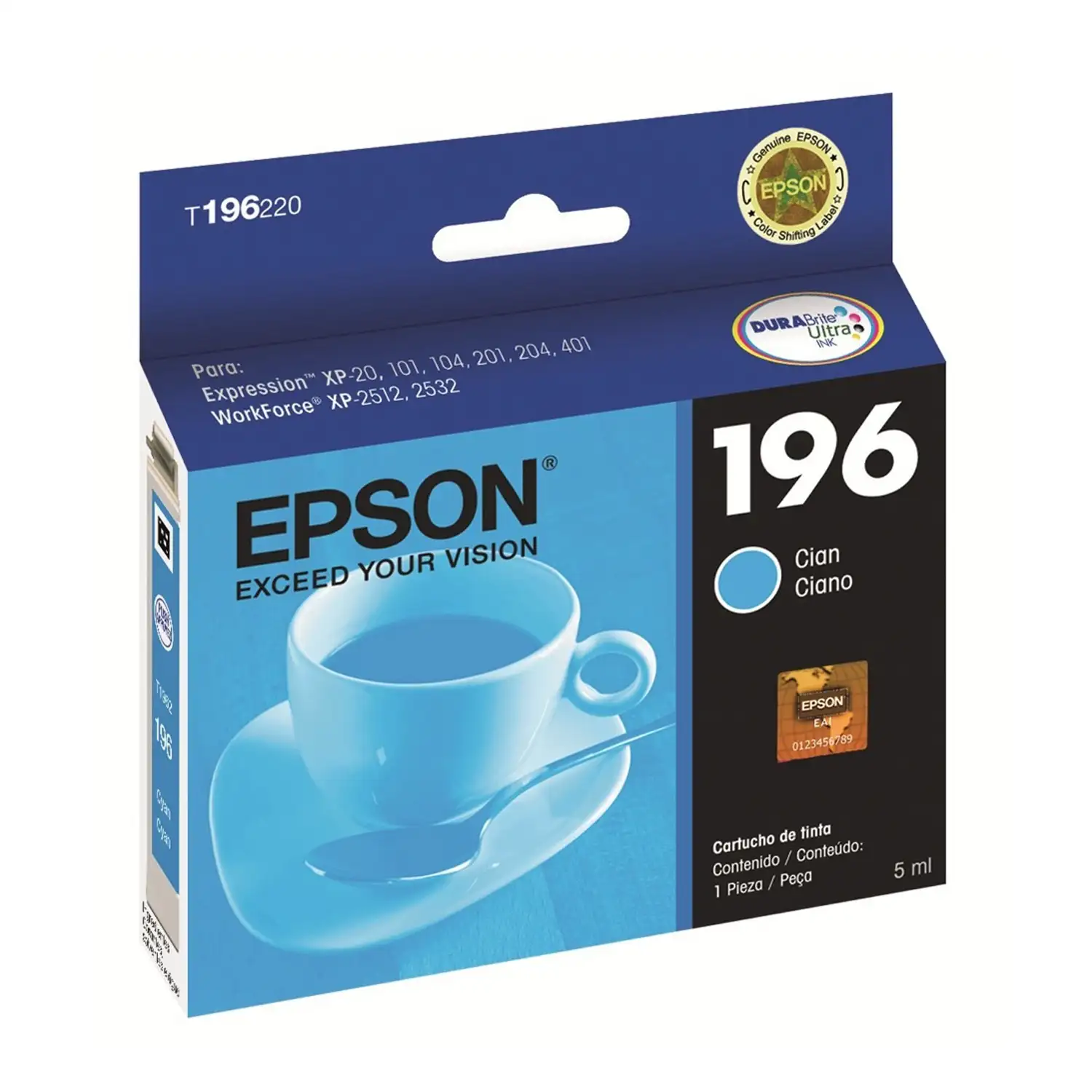 Cartucho de tinta 196 de alta capacidad Cian EPSON T196220-AL