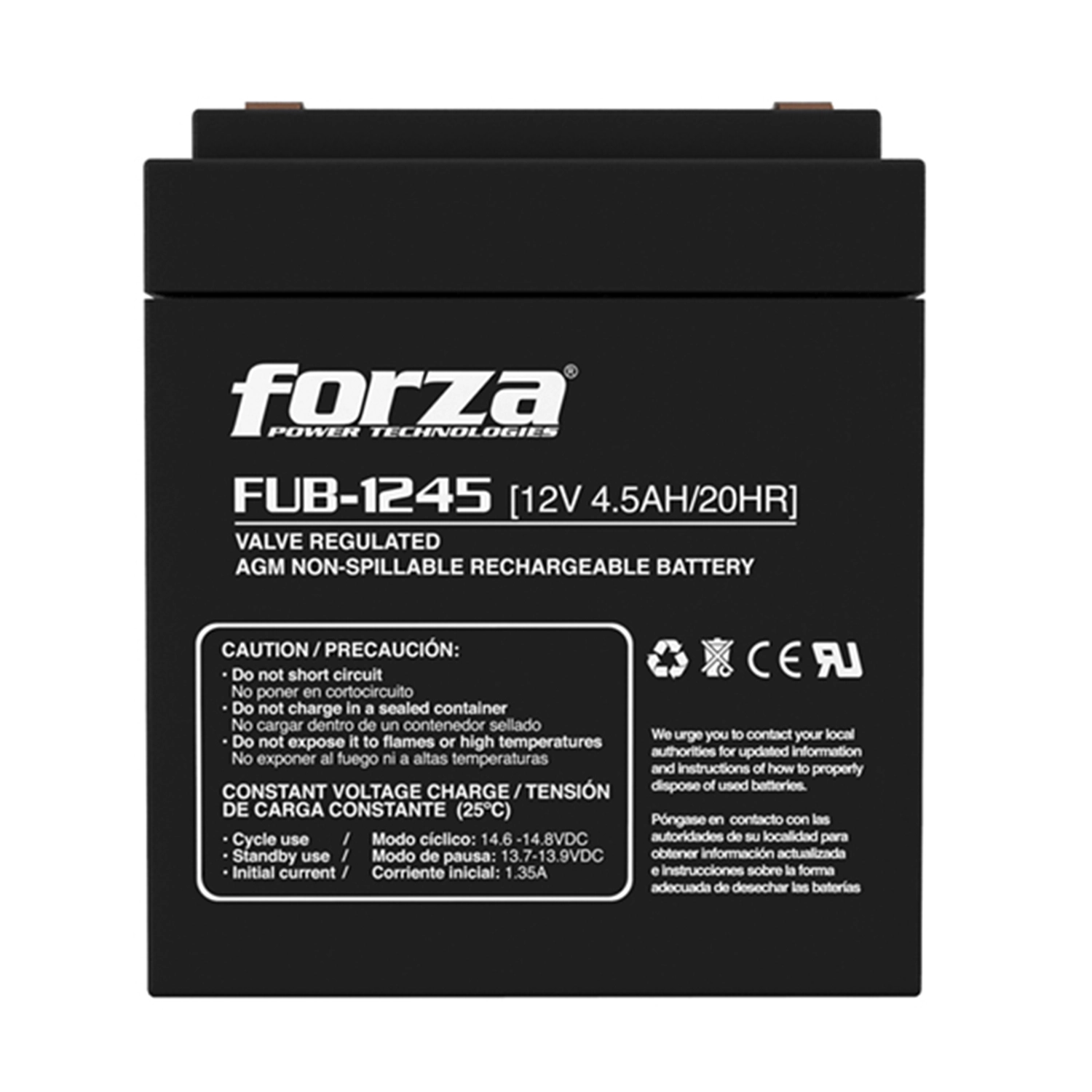 Batería Forza recargable 12V/4.5Ah FORZA FUB-1245