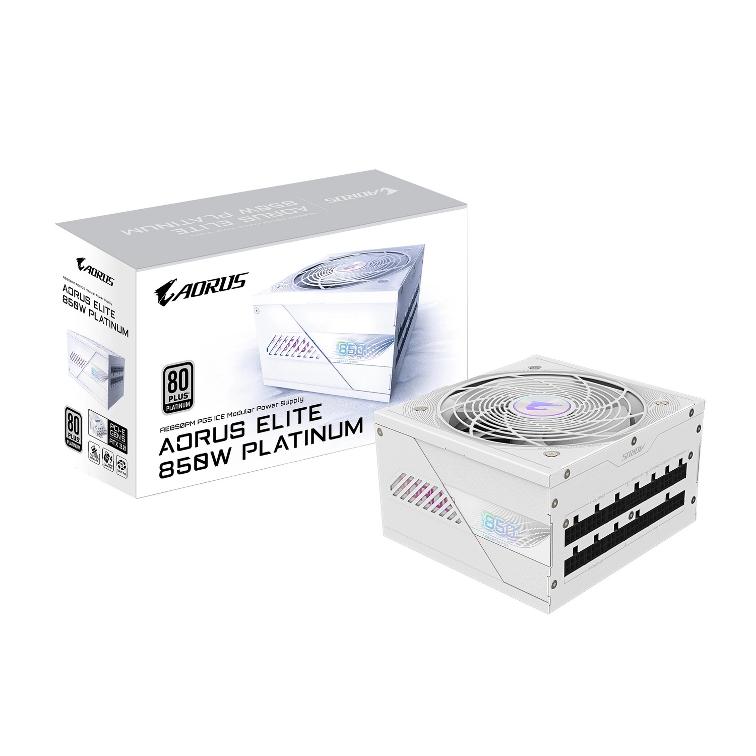 Fuente AORUS ELITE P850W 80  Platinum Modular PCIe 5.0 ICE GIGABYTE GP-AE850PM PG5 ICE