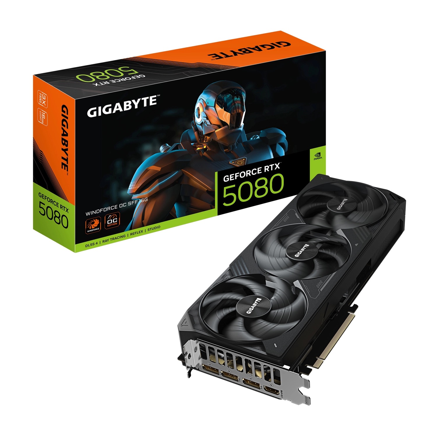 Placa de Video GIGABYTE NVIDIA GeForce RTX 5080 WINDFORCE OC SFF 16G GIGABYTE GV-N5080WF3 OC-16GD