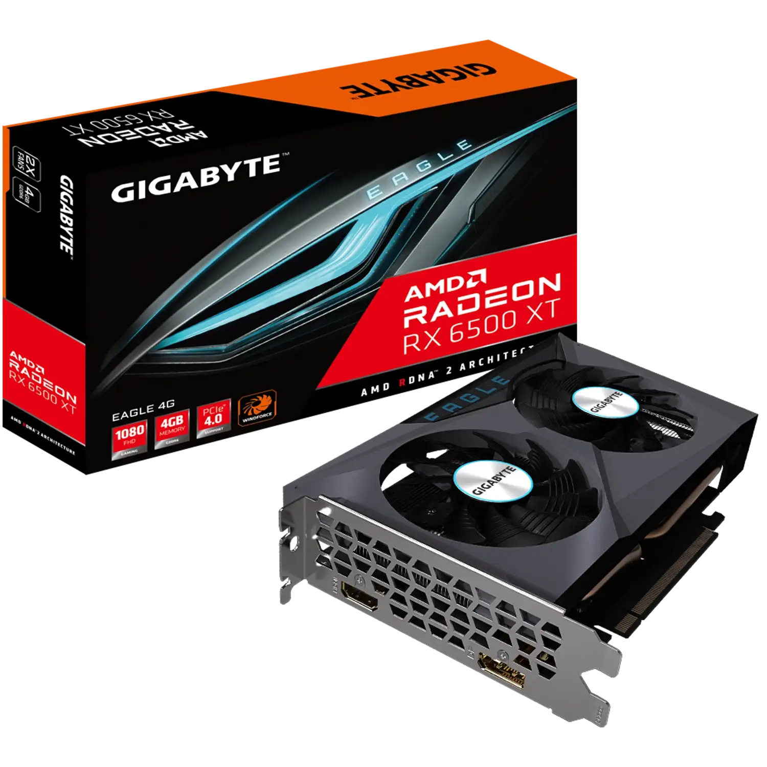 Placa Radeon RX 6500 XT EAGLE 4G GIGABYTE GV-R65XTEAGLE-4GD