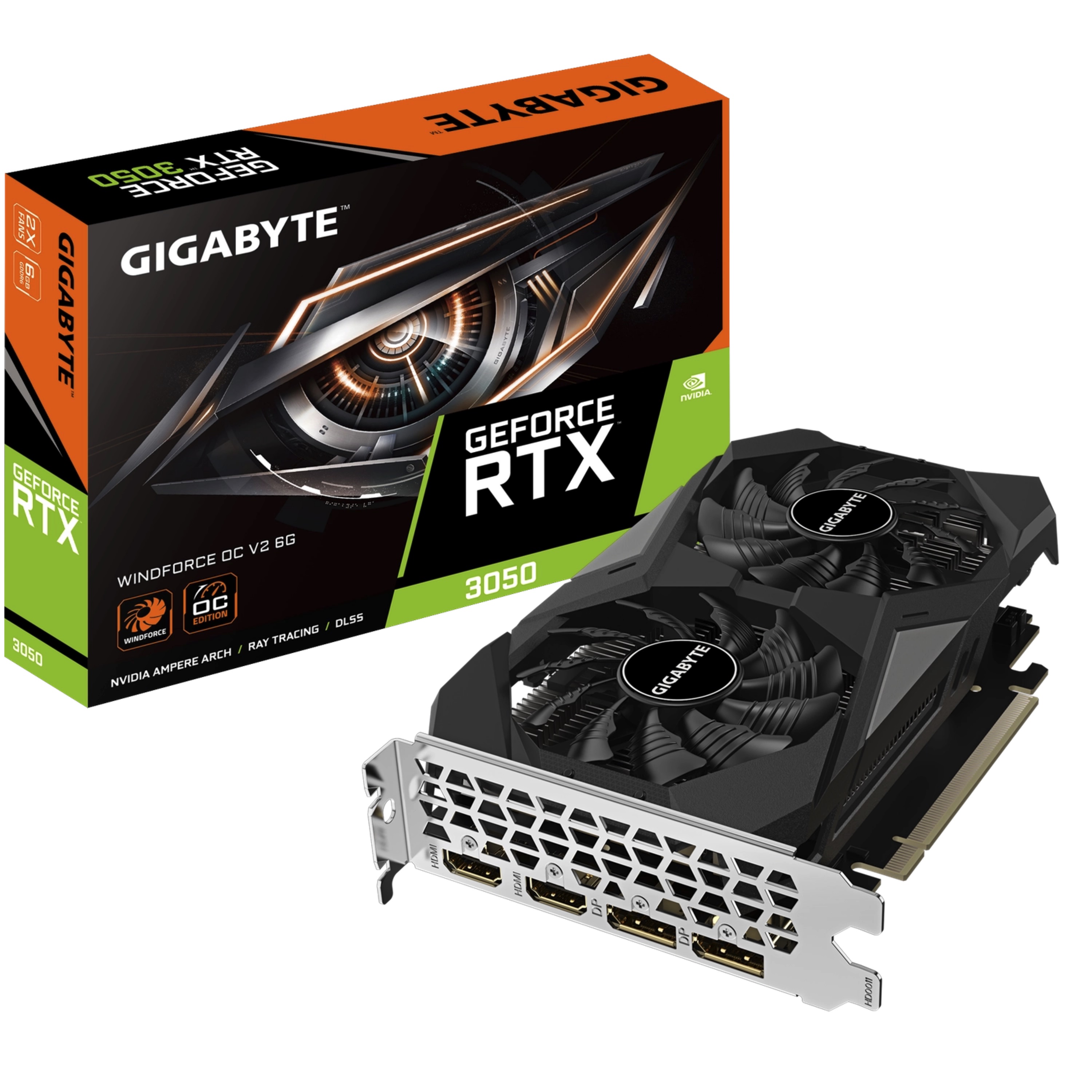 Placa GeForce RTX 3050 WINDFORCE OC V2 6G GIGABYTE GV-N3050WF2OCV2-6GD