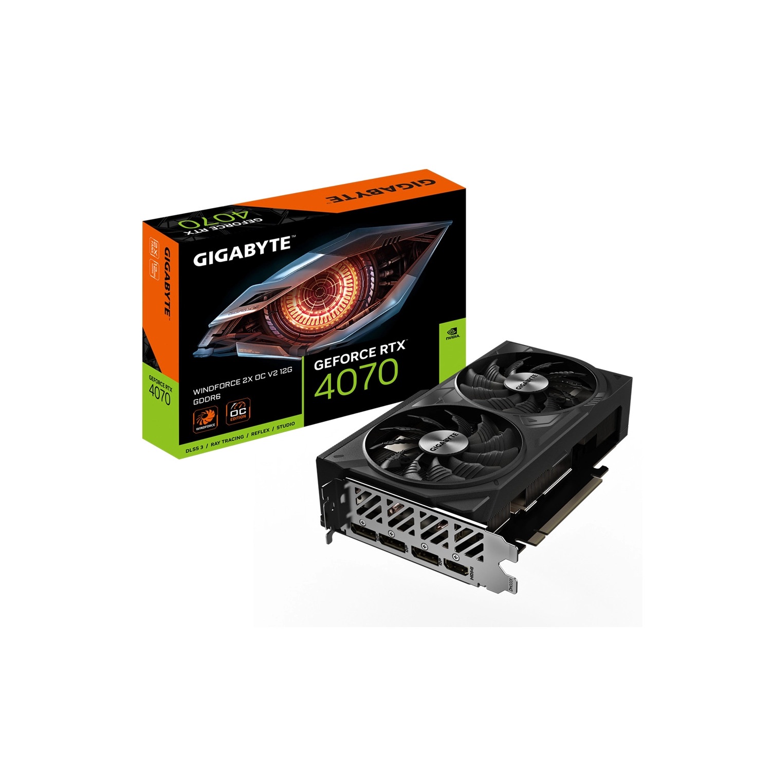 Placa de Video GIGABYTE GeForce RTX 4070 WINDFORCE 2X OC V2 12G GIGABYTE GV-N4070WF2OCV2-12GD