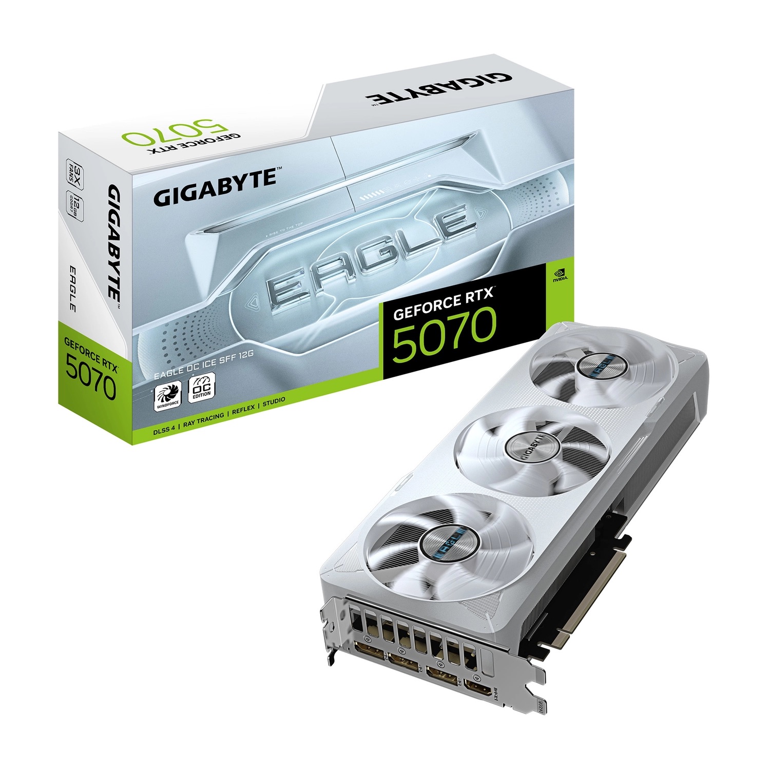 Placa de Video GIGABYTE GeForce RTX 5070 EAGLE OC ICE SFF 12G GIGABYTE GV-N5070EAGLEOC ICE-12GD