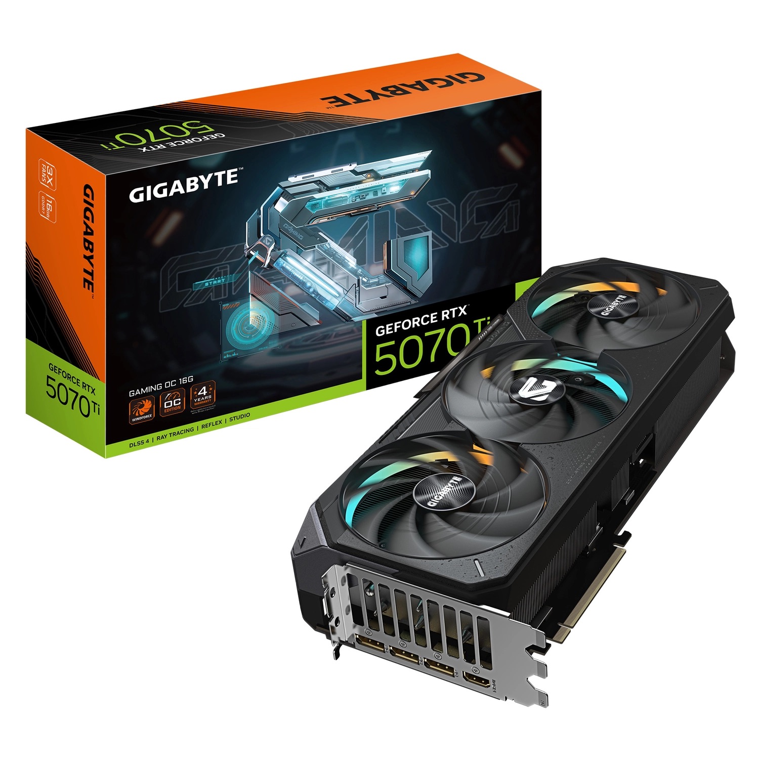Placa de Video GIGABYTE GeForce RTX 5070 Ti GAMING OC 16G GIGABYTE GV-N507TGAMING OC-16GD