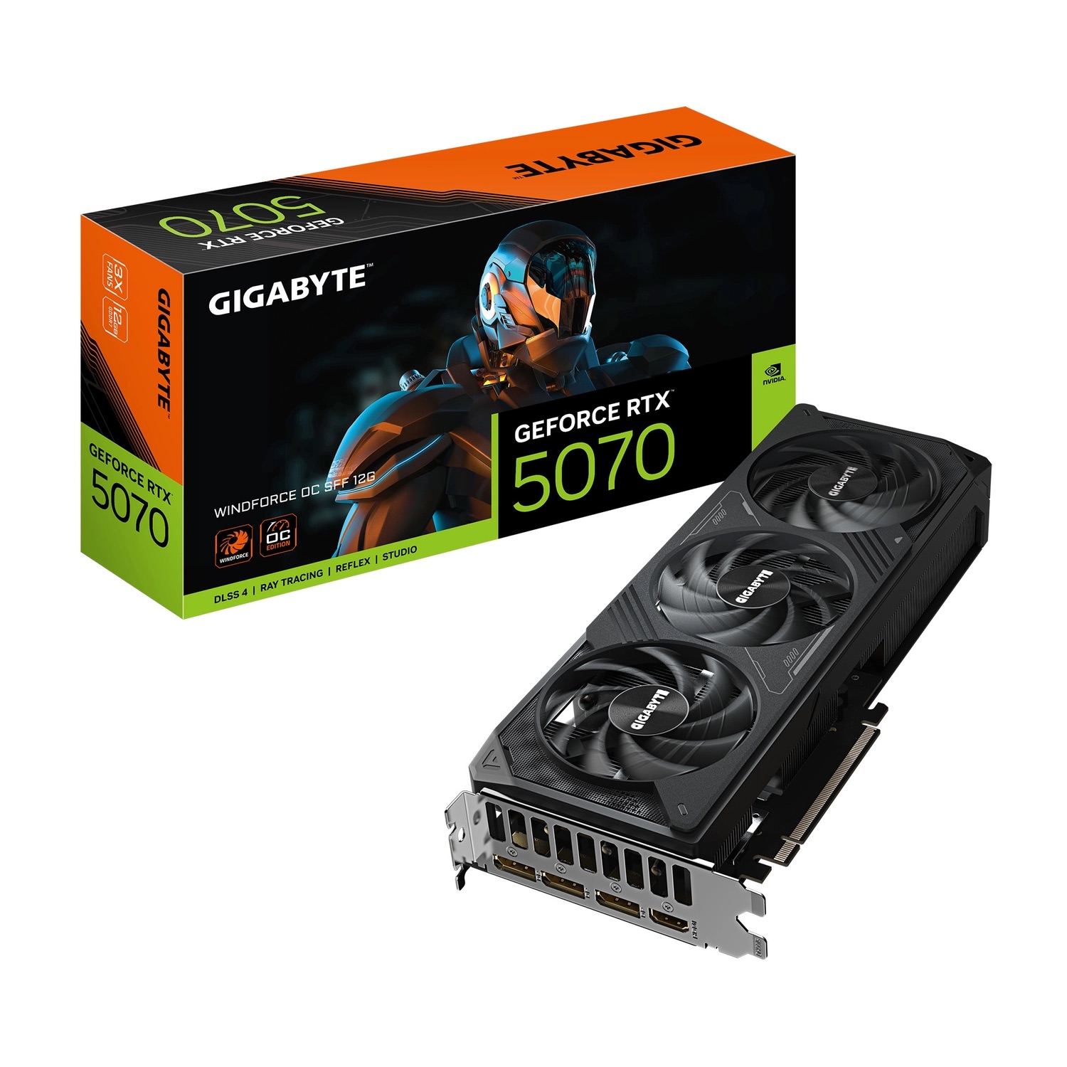 Placa de Video GIGABYTE GeForce RTX 5070 WINDFORCE OC SFF 12G GIGABYTE GV-N5070WF3OC-12GD