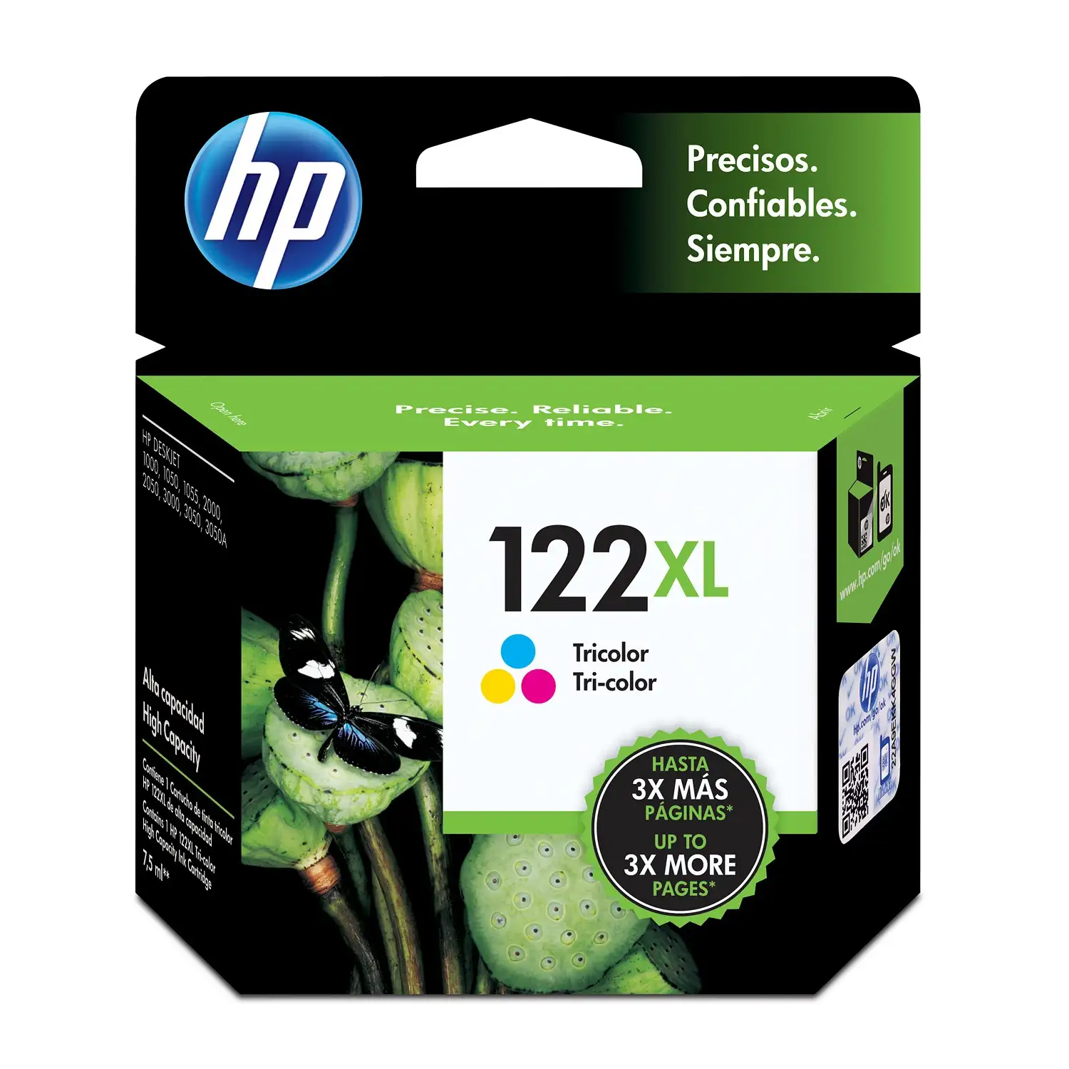 Cartucho de tinta 122XL Tricolor. Alto rendimiento HP CH564HL