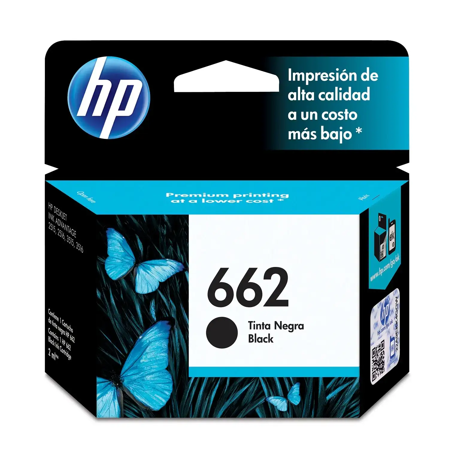 Cartucho de tinta 662 Negra HP CZ103AL