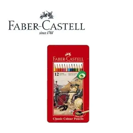 Lápices Faber Castell Largos 12 colores Estuche metálico