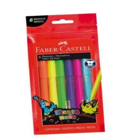 Marcadores Faber Castell Fiesta 45 Largos 6 colores neón
