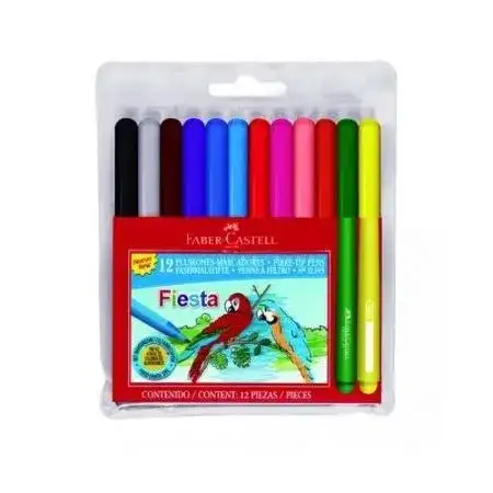 Marcadores Faber Castell Fiesta 45 Largos 10 colores Zipper