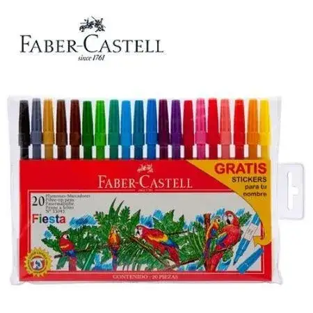 Marcadores Faber Castell Fiesta 45 Largos 20 colores Zipper