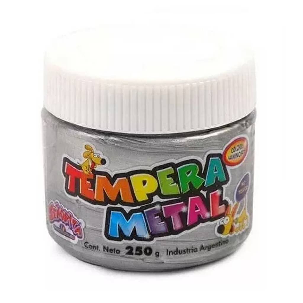 Tempera Señorita Metal 250 grs Plata En pote -2