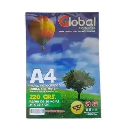 Papel fotográfico GE Mate A4 220gr Doble faz 20 hojas