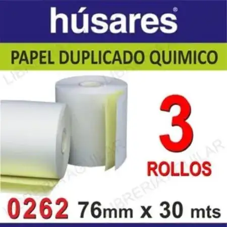 Rollos Húsares Eco Duplicado químico 76mm x 30m x 3 unid