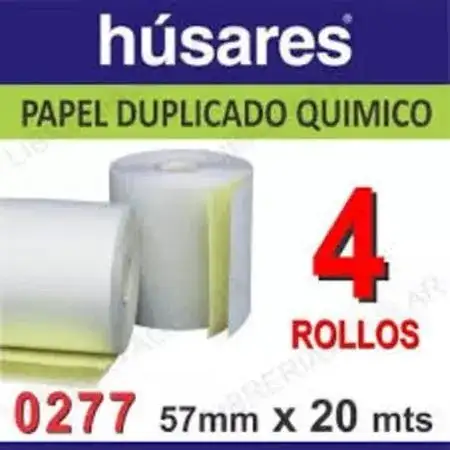 Rollos Húsares Duplicado químico 57mm x 20m x 4 unidades