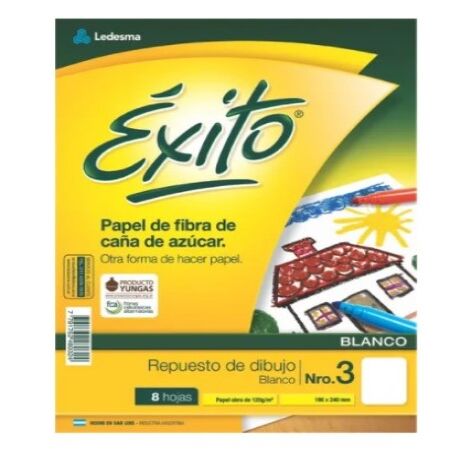Repuesto Exito De Dibujo Nº3 Blanco 8 hojas -2