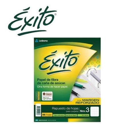 Repuesto Exito Margen Reforzado Cuadriculado Nº3 96 hojas -2
