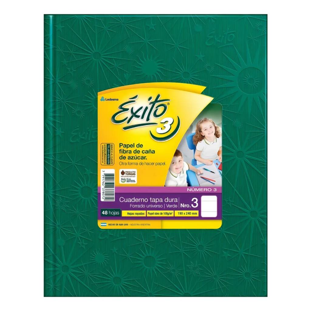 Cuaderno Exito Araña Rayado Nº3 19x24 cm (tipo ABC) Verde Tapa Dura 48 hojas -2