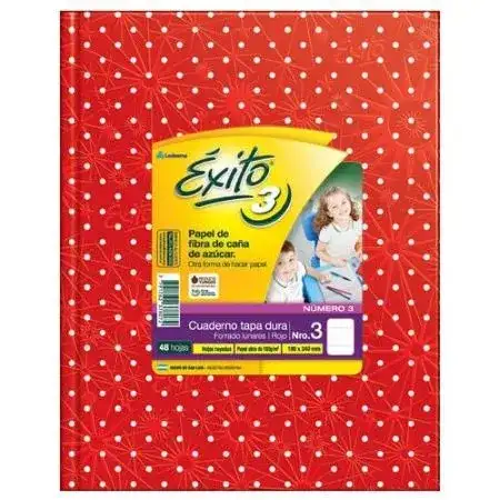 Cuaderno Exito Lunares Rayado Nº3 19x24 cm (tipo ABC) Rojo Tapa Dura 48 hojas