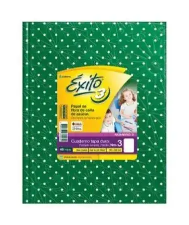 Cuaderno Exito Lunares Rayado Nº3 19x24 cm (tipo ABC) Verde Tapa Dura 48 hojas