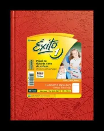 Cuaderno Exito Araña Rayado Escolar N°1 (16x21)Rojo Tapa Dura 48 hojas