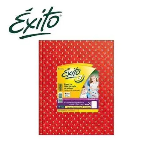 Cuaderno Exito Lunares Rayado Escolar N°1 (16x21) Rojo Tapa Dura 48 hojas